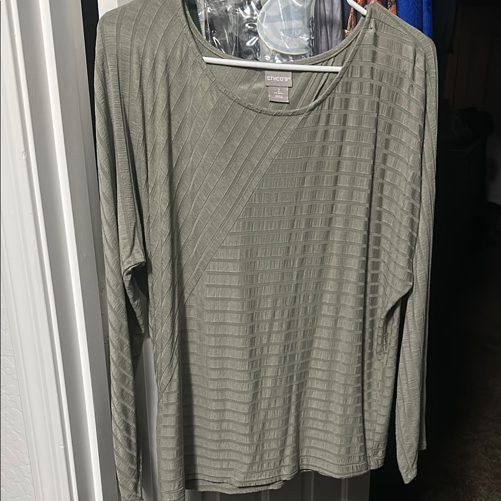 Chico's Olive Green Textured Women's Top